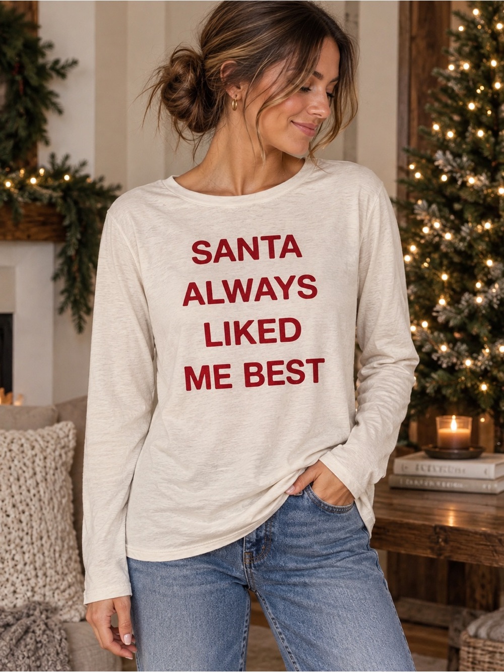 Wondershop Target Santa Always Liked Me Best Christmas Pajama Top M